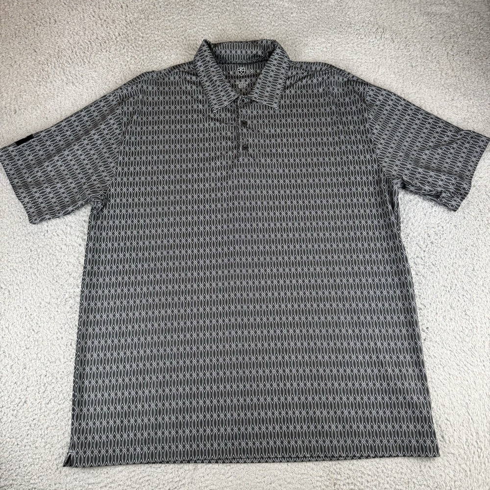 Nike Golf‎ Dri-Fit Polo Short Sleeve Shirt Xl Gray Black Design Logo Heineken
